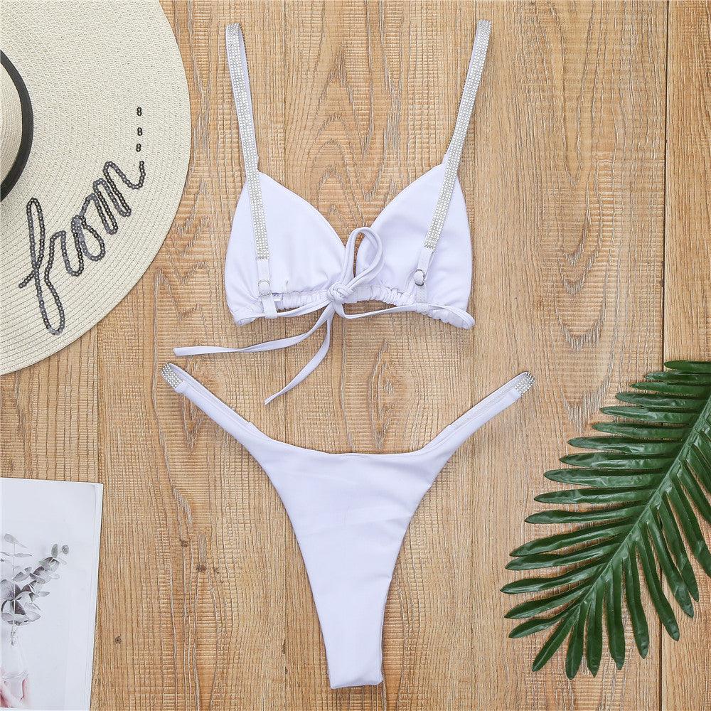 Swimwear Women Micro Bikini Solid Black G-String Swimsuits Bathers Bathing Suit 2 Piece Set Bikinis For Women Bathing Suit Women's Two-Piece Swimwear
