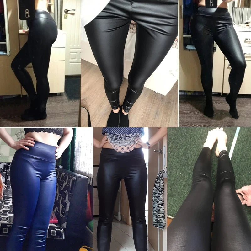 Women PU Leather Leggings – High-Waist Oversized Trendy Yoga Pants
