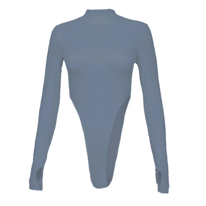 Bodysuits Spring Bodys for women Long Sleeve Slim Sexy Y2k Tops half high collar Nightclub Female Clothing Fashion Onesie Qx36