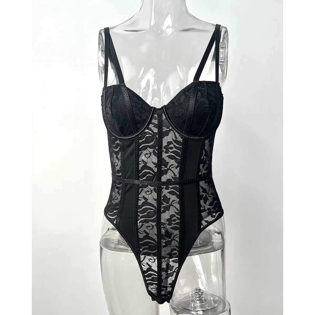 Sexy Lace Bodysuit for Women Bodies Elegant Women's Top 2025 New Summer Solid Bodycon Ribbed Bodysuits