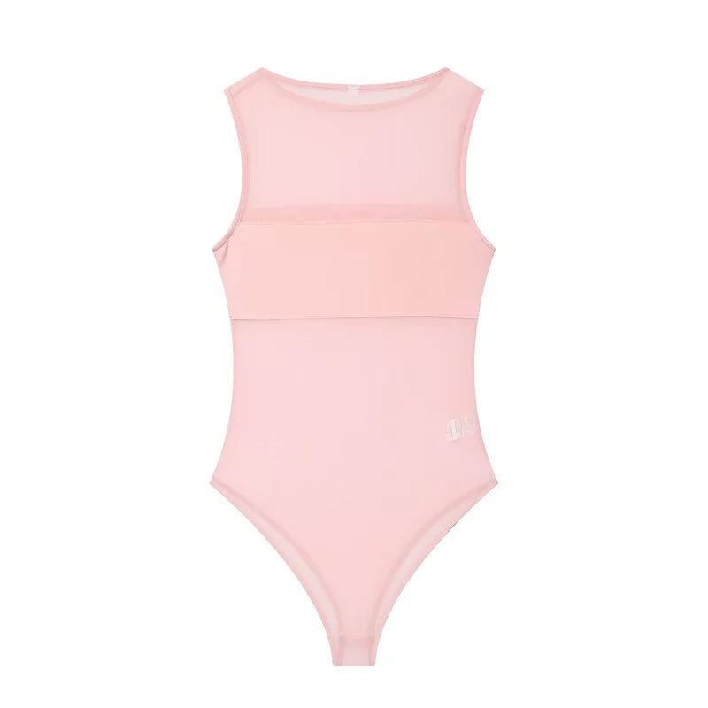 MUJER Sexy Tulle Body Suits Women Sleeveless Tops Mesh Bodysuit Women Summer Jumpsuits for Women Transparent Lingerie Bodysuits