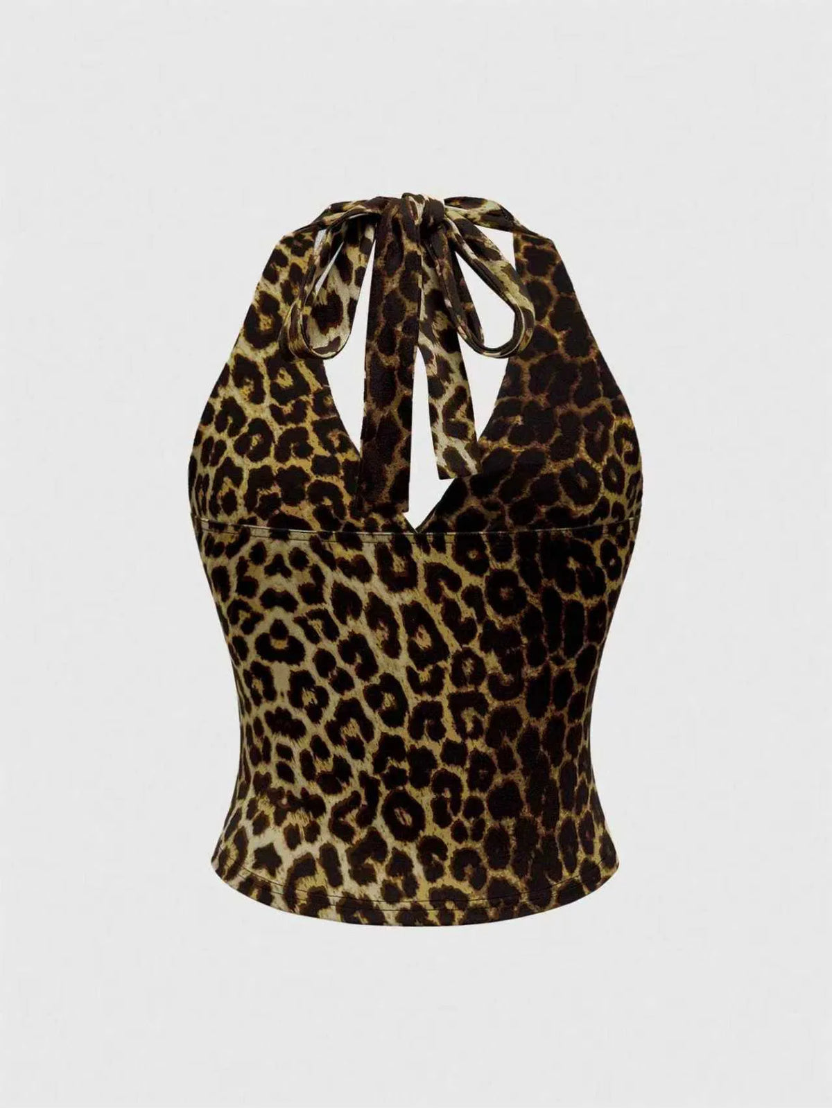 Retro Leopard Print Backless Fashion Sleeveless Summer Women's Casual Halterneck Vest Sexy Backless Lace-up Top Ropa Para Mujer