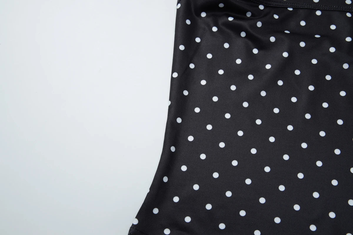 Hugcitar Polka Dot Print Halter Square Collar Backless Sexy Crop Tank Top Summer Women Fashion Outfit Birthday Party Holiday