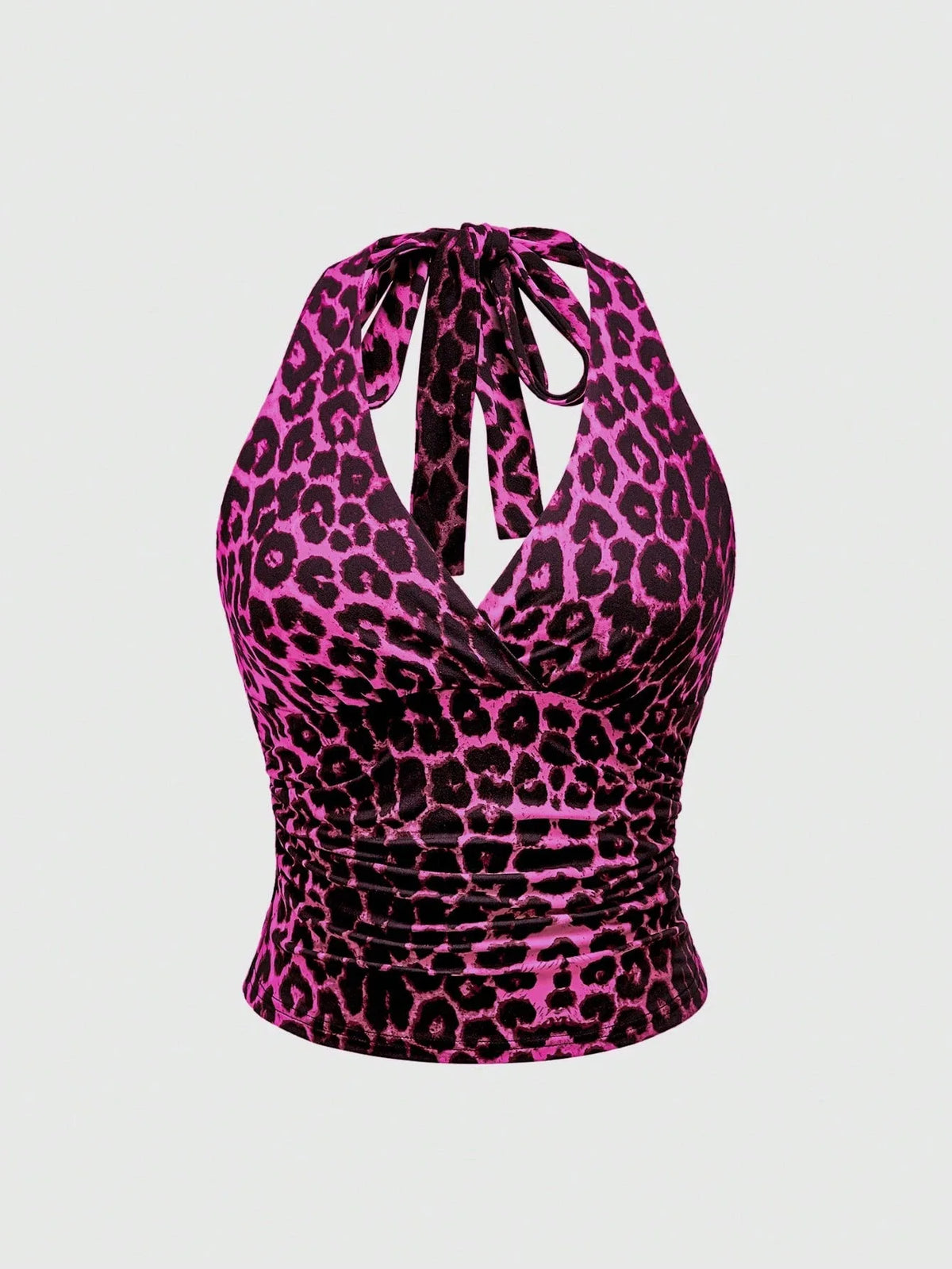 Retro Leopard Print Backless Fashion Sleeveless Summer Women's Casual Halterneck Vest Sexy Backless Lace-up Top Ropa Para Mujer