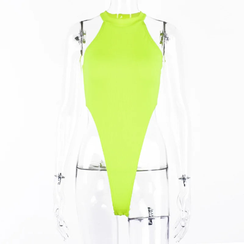 Solid Color Bodysuit Neck-mounted Lingerie Sexy Tops For Women Streetwear Sleeveless Body Feminino Slim Fit One-pieces Bustier