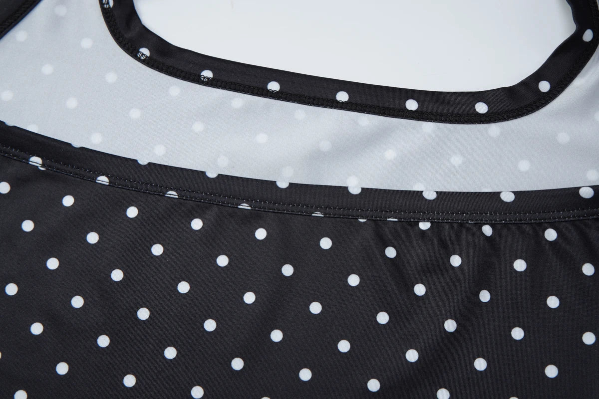 Hugcitar Polka Dot Print Halter Square Collar Backless Sexy Crop Tank Top Summer Women Fashion Outfit Birthday Party Holiday