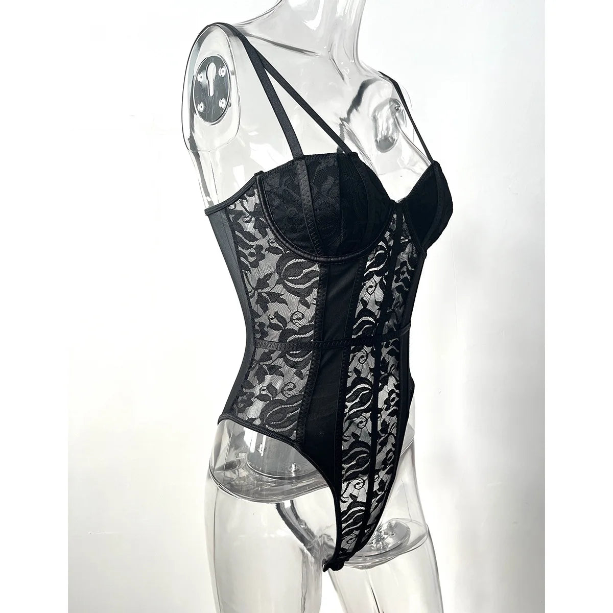 Sexy Lace Bodysuit for Women Bodies Elegant Women's Top 2025 New Summer Solid Bodycon Ribbed Bodysuits