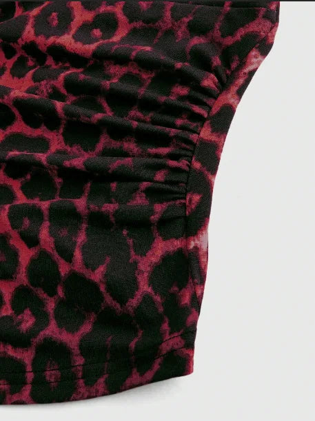 Retro Leopard Print Backless Fashion Sleeveless Summer Women's Casual Halterneck Vest Sexy Backless Lace-up Top Ropa Para Mujer