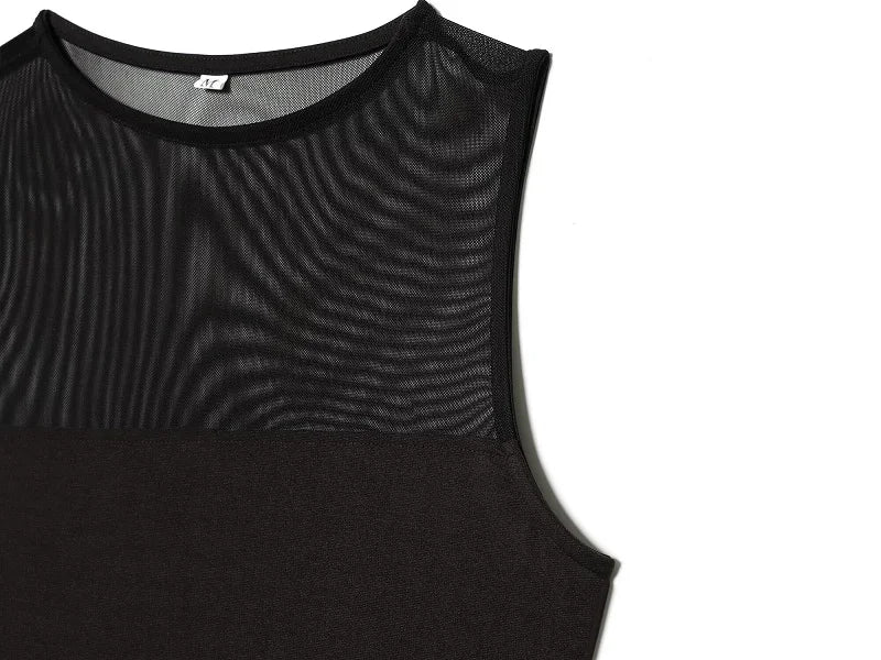 MUJER Sexy Tulle Body Suits Women Sleeveless Tops Mesh Bodysuit Women Summer Jumpsuits for Women Transparent Lingerie Bodysuits