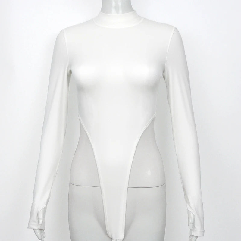 Bodysuits Spring Bodys for women Long Sleeve Slim Sexy Y2k Tops half high collar Nightclub Female Clothing Fashion Onesie Qx36