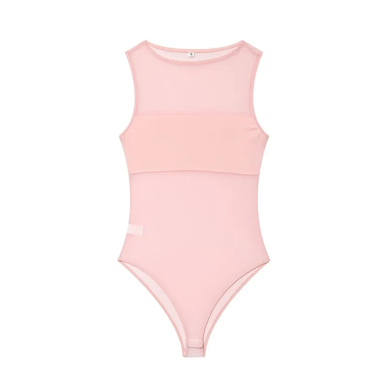 MUJER Sexy Tulle Body Suits Women Sleeveless Tops Mesh Bodysuit Women Summer Jumpsuits for Women Transparent Lingerie Bodysuits