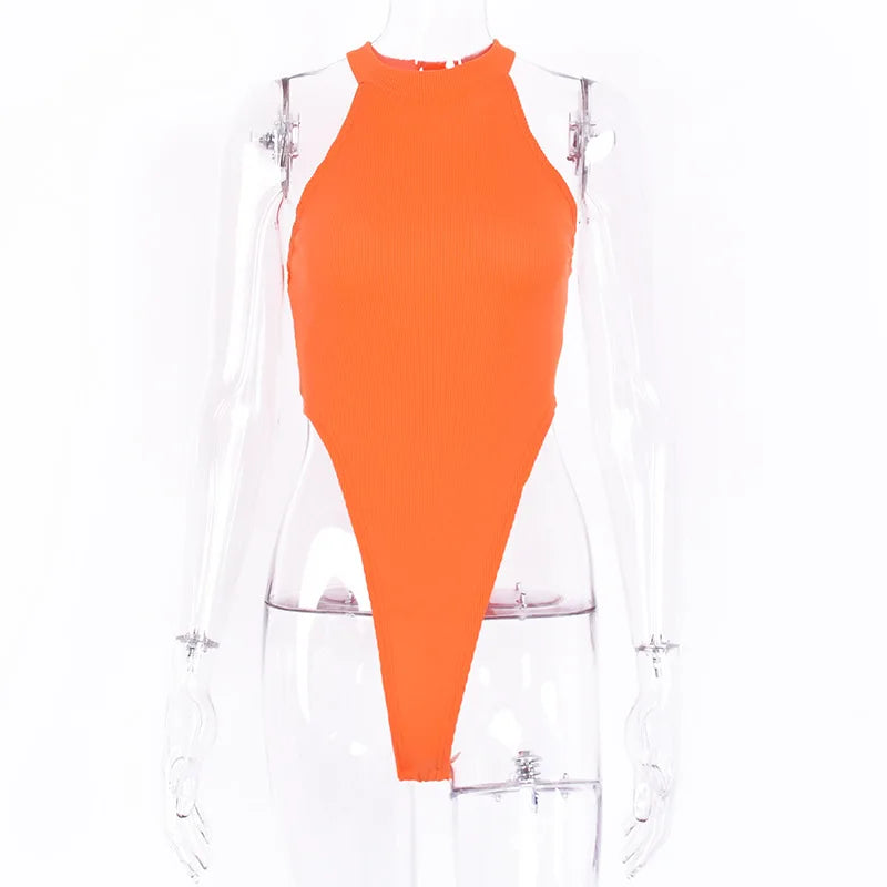 Solid Color Bodysuit Neck-mounted Lingerie Sexy Tops For Women Streetwear Sleeveless Body Feminino Slim Fit One-pieces Bustier