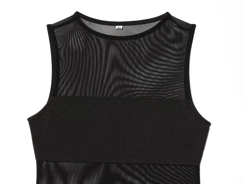 MUJER Sexy Tulle Body Suits Women Sleeveless Tops Mesh Bodysuit Women Summer Jumpsuits for Women Transparent Lingerie Bodysuits