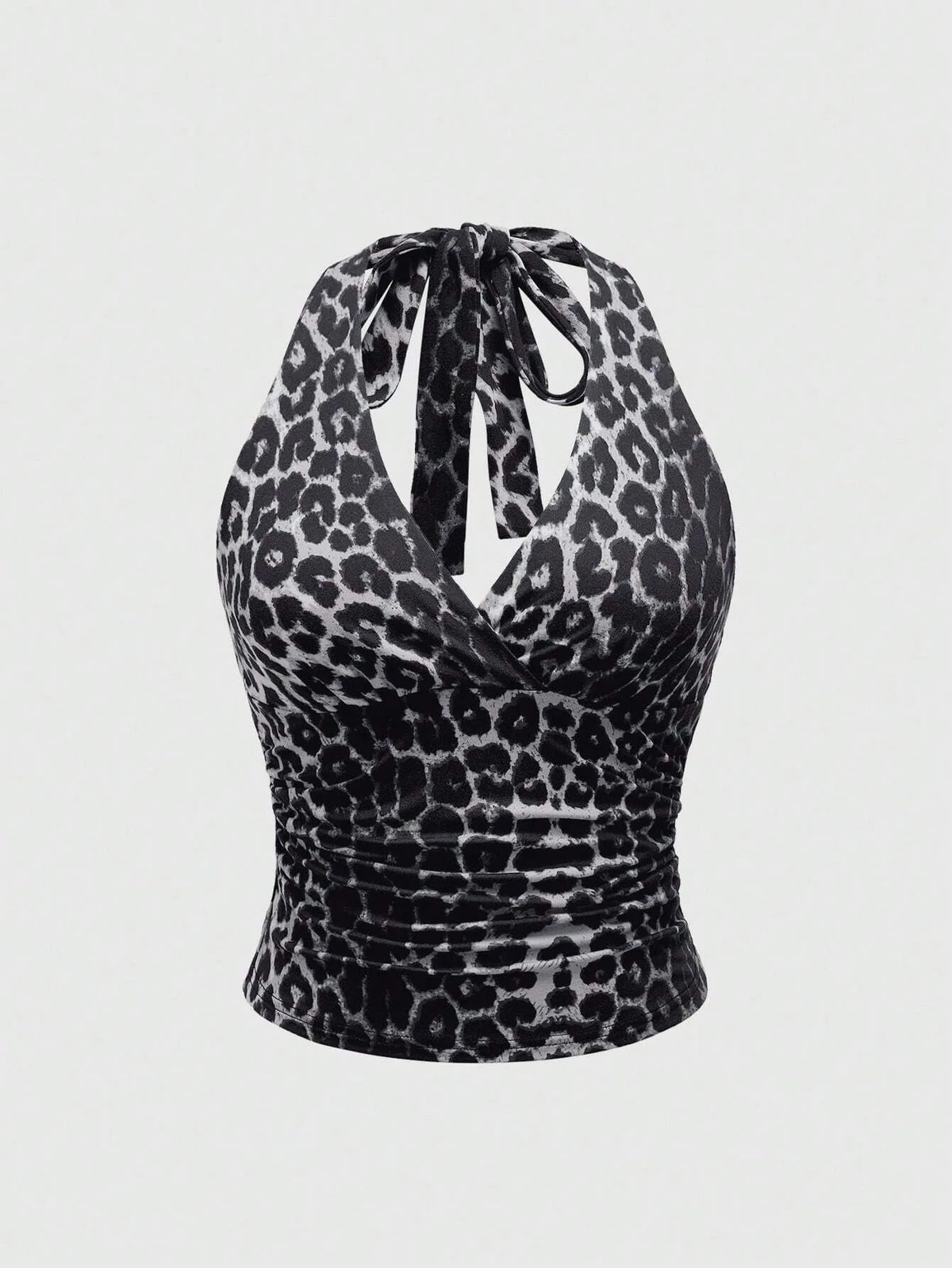 Retro Leopard Print Backless Fashion Sleeveless Summer Women's Casual Halterneck Vest Sexy Backless Lace-up Top Ropa Para Mujer