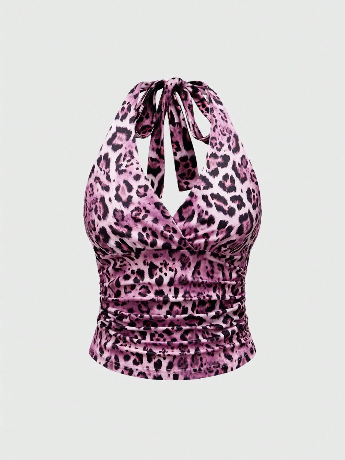 Retro Leopard Print Backless Fashion Sleeveless Summer Women's Casual Halterneck Vest Sexy Backless Lace-up Top Ropa Para Mujer